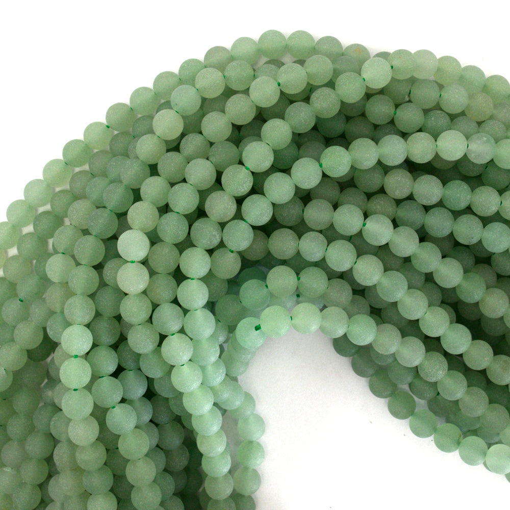 Natural Matte Green Aventurine Round Beads 15" Strand 4mm 6mm 8mm 10mm 12mm
