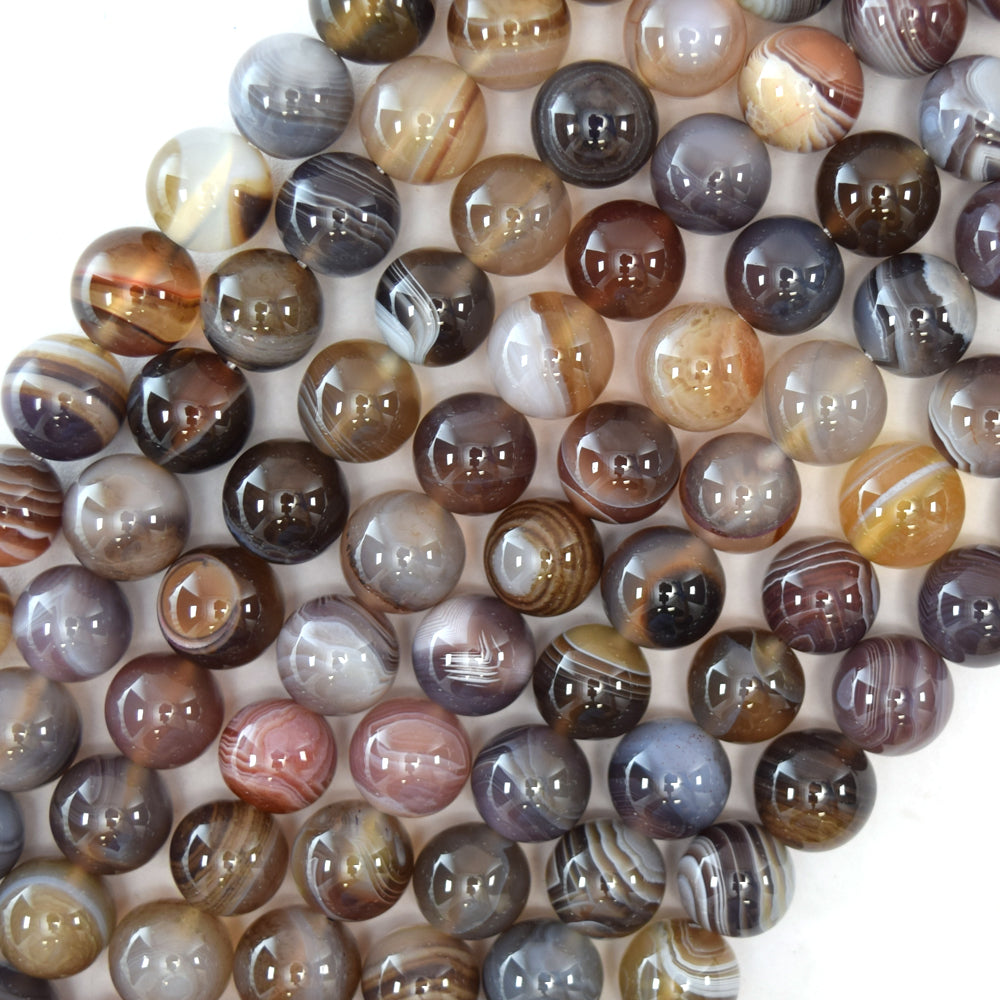 AA Natural Botswana Agate Round Beads Gemstone 15" Strand 4mm 6mm 8mm 10mm S1 - Eagle Beadz