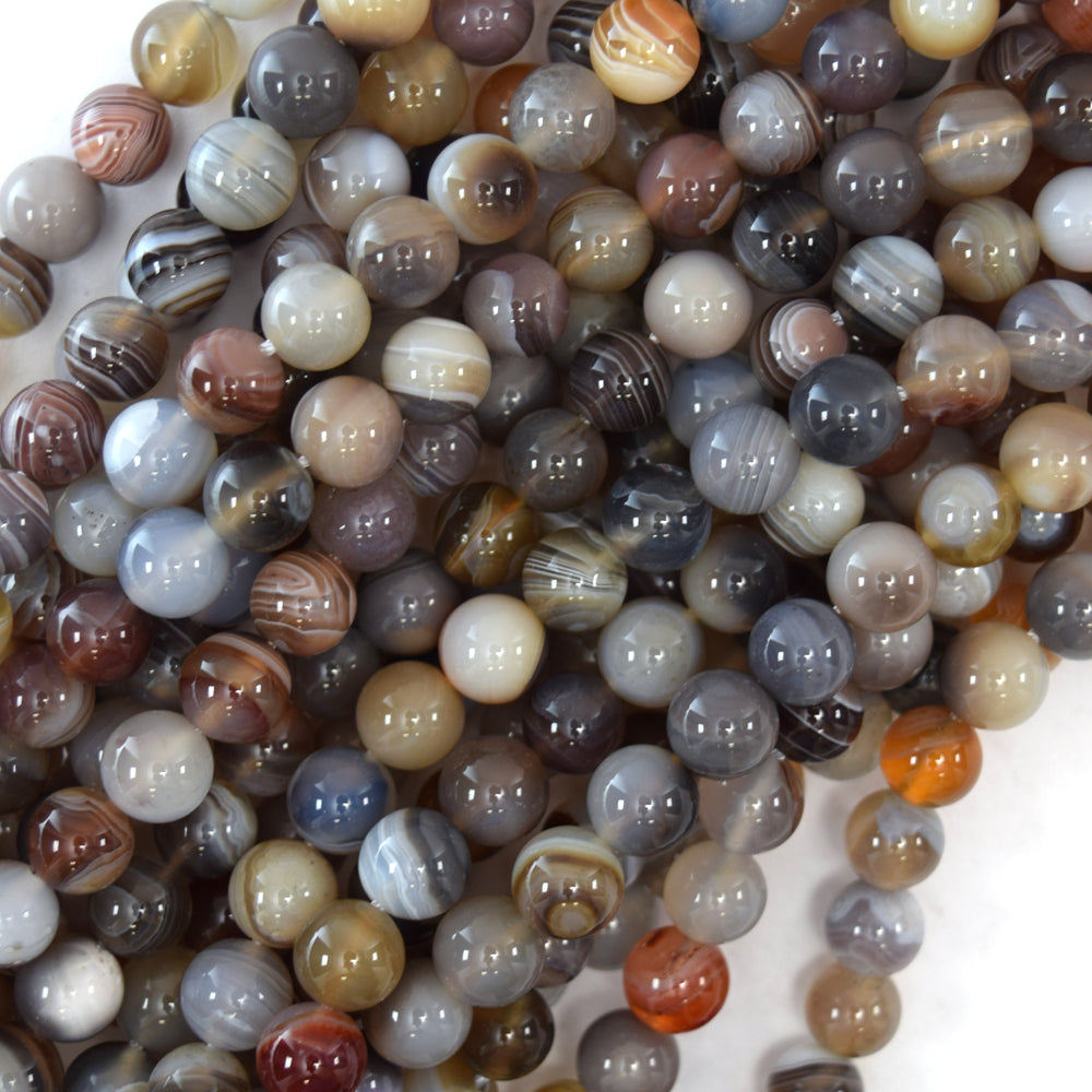 AA Natural Botswana Agate Round Beads Gemstone 15" Strand 4mm 6mm 8mm 10mm S1 - Eagle Beadz