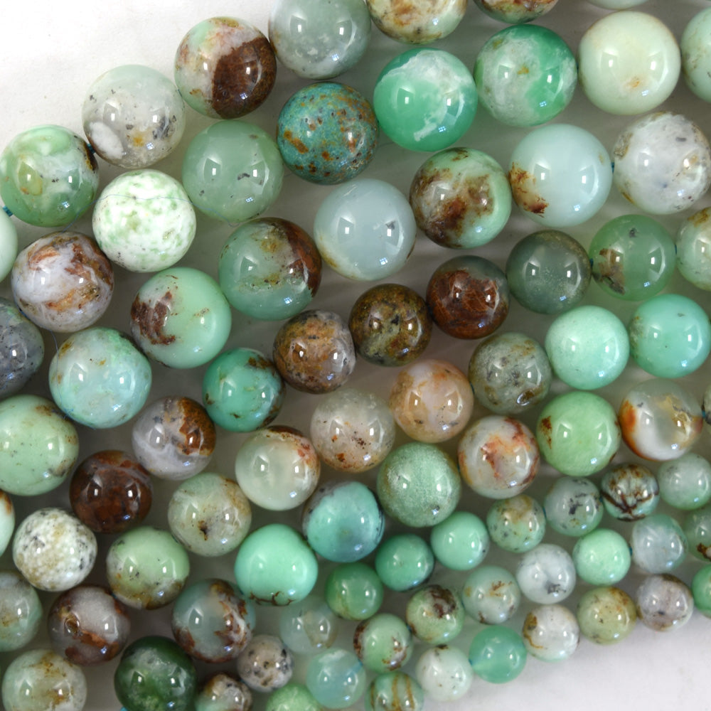 Natural Green Australia Chrysoprase Round Beads Gemstone 15" Strand 6mm 8mm 10mm - Eagle Beadz