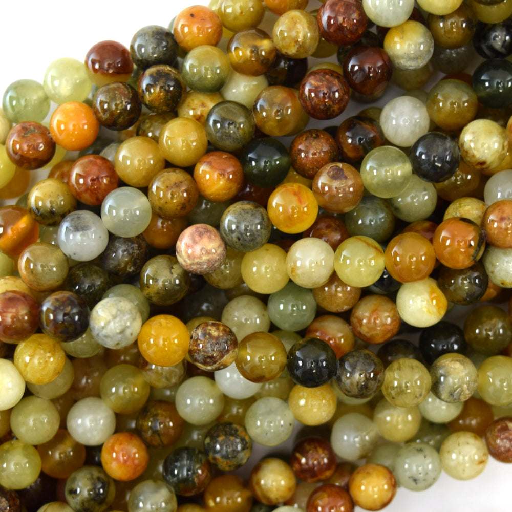 Natural Multicolor Flower Jade Round Beads Gemstone 15" Strand 6mm 8mm 10mm