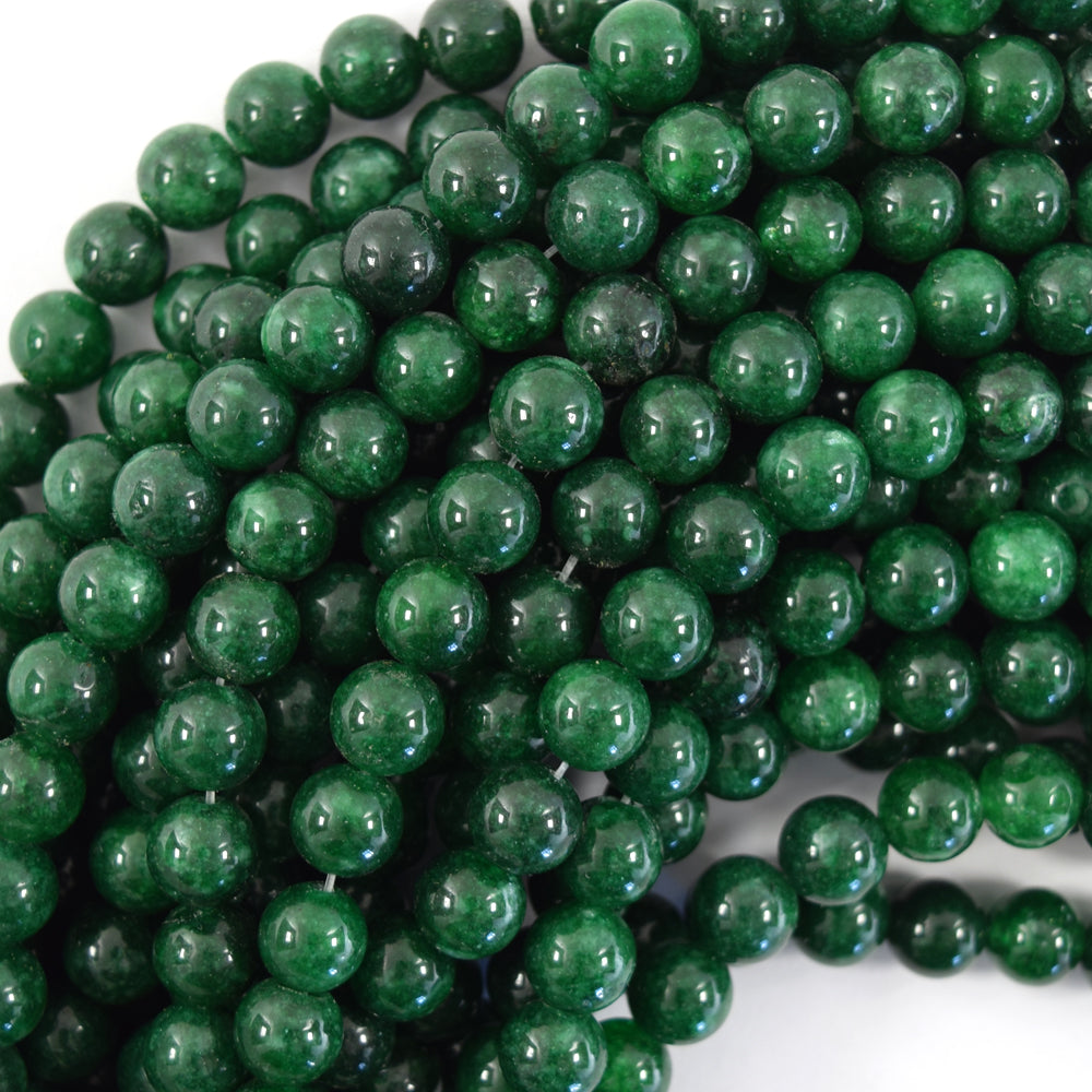 Korean Colored Green Jade Round Beads Gemstone 14.75" Strand 6mm 8mm 10mm