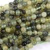 Natural Yellow Green Prehnite Round Beads Gemstone 15.5