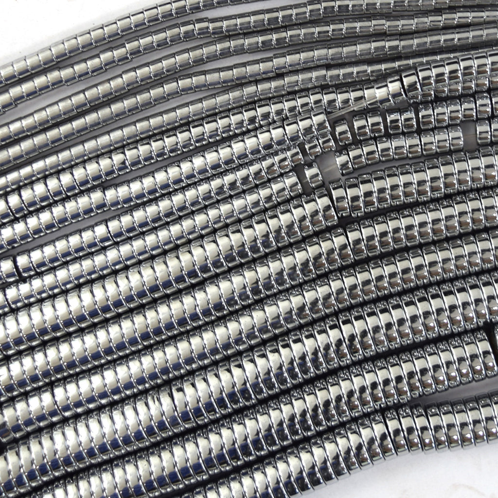 Silver Hematite Heishi Disc Beads Gemstone 15.5" Strand 3mm 4mm 6mm 8mm - Eagle Beadz