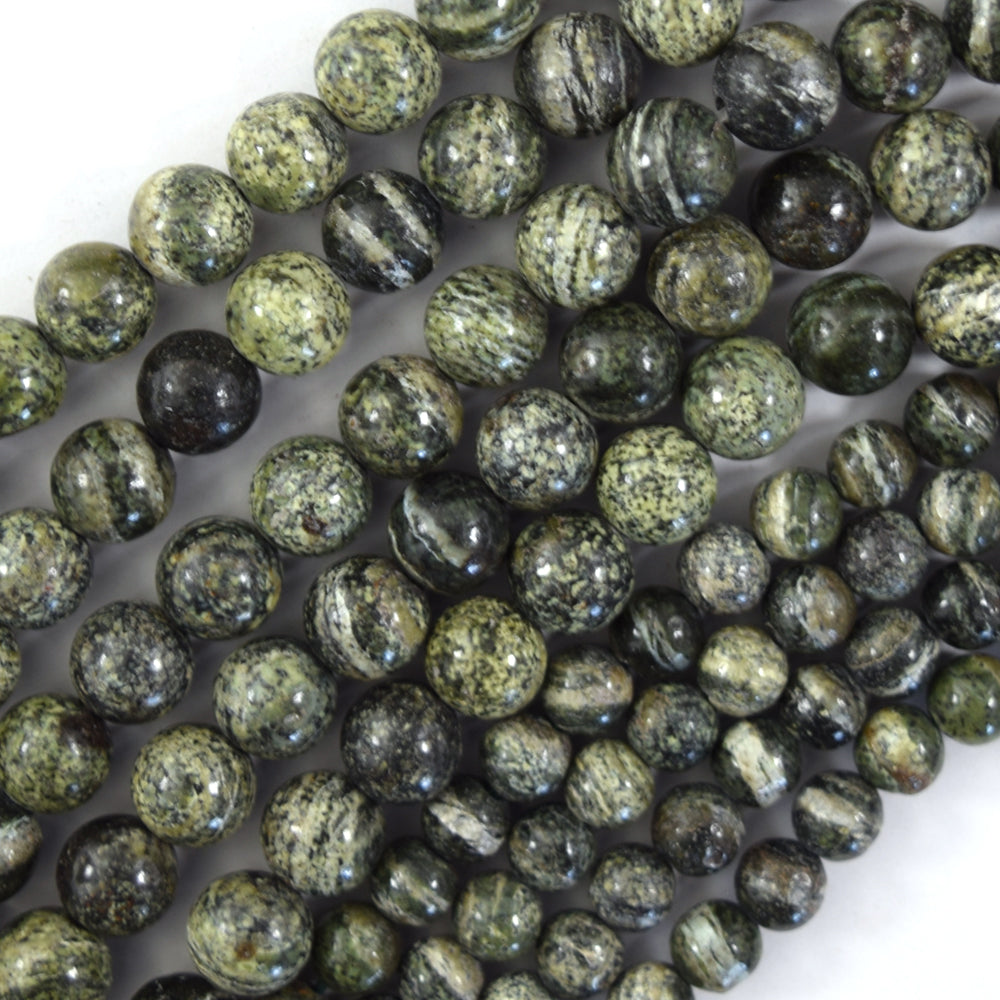 Natural Green Zebra Jasper Round Beads Gemstone 15" Strand 6mm 8mm - Eagle Beadz