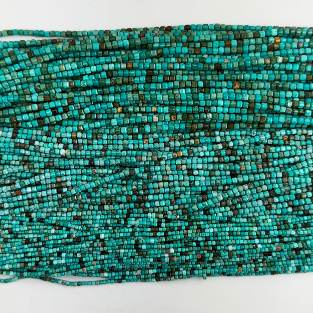 Faceted Brown Green Turquoise Cube Beads Gemstone 15.5" Strand 2mm 3mm 4mm