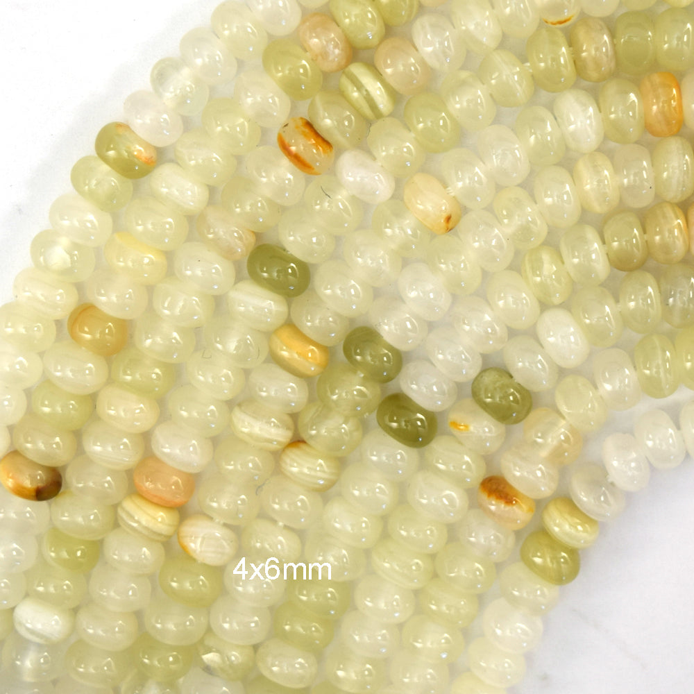 Natural Afghanistan Jade Rondelle Button Gemstone 15" Strand 4x6mm 5x8mm