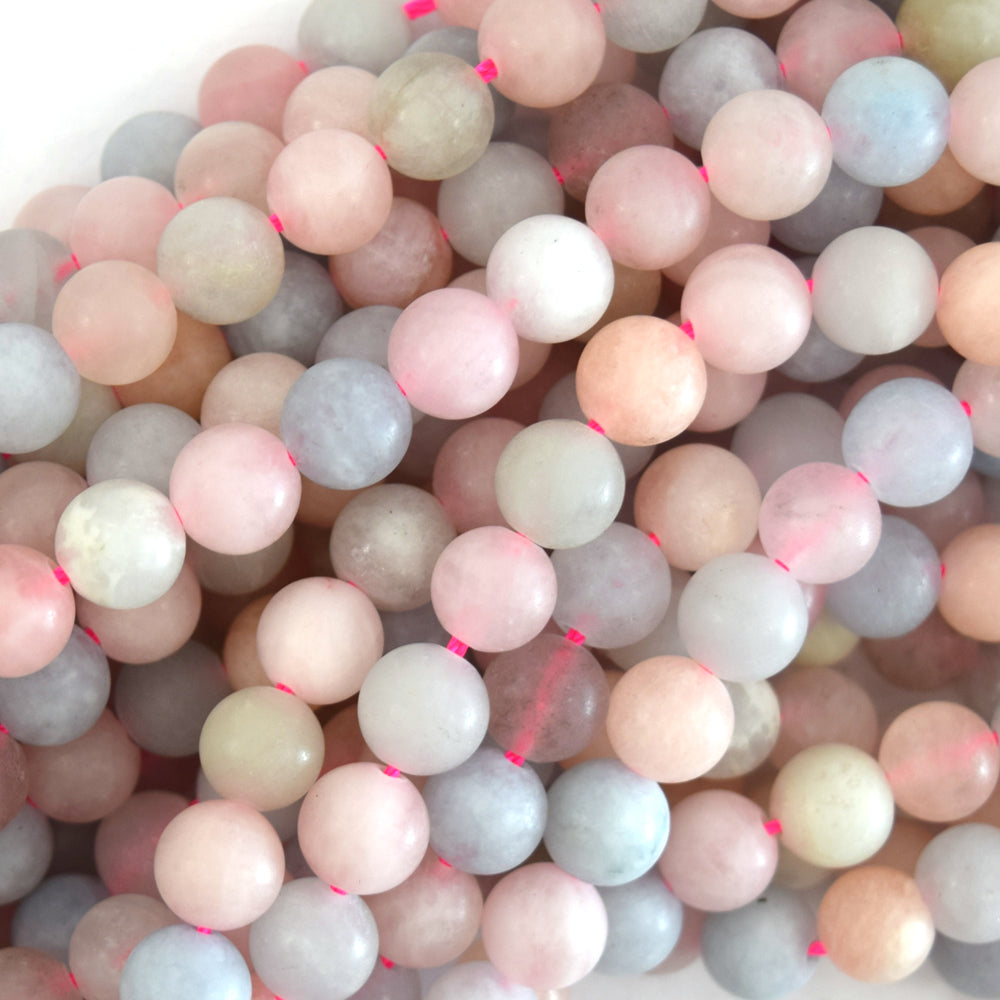 Natural Matte Morganite Round Beads Gemstone 15.5" Strand beryl 11mm 12mm