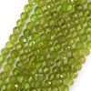 Natural Faceted Green Peridot Round Beads 15.5