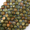 Natural Faceted Rainforest Green Rhyolite Round Beads 15