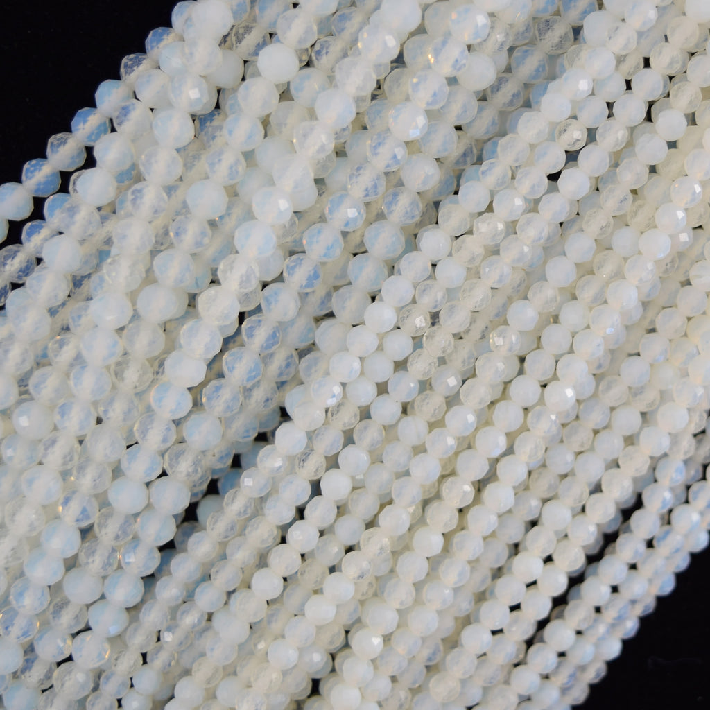 Micro Faceted Opalite Quartz Round Beads Gemstone 15" Strand 3mm 4mm