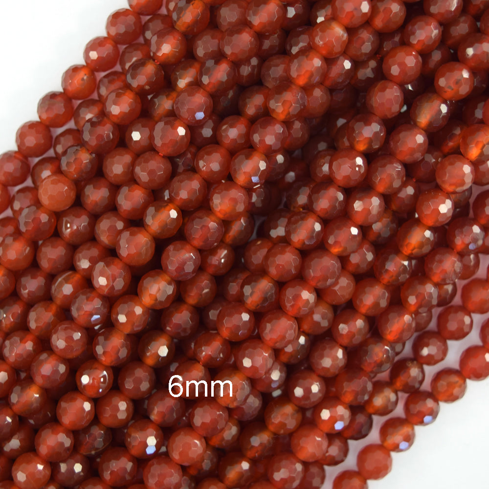 AA Faceted Red Carnelian Round Beads Gemstone 14" Strand 3mm 4mm 6mm 8mm 10mm S2