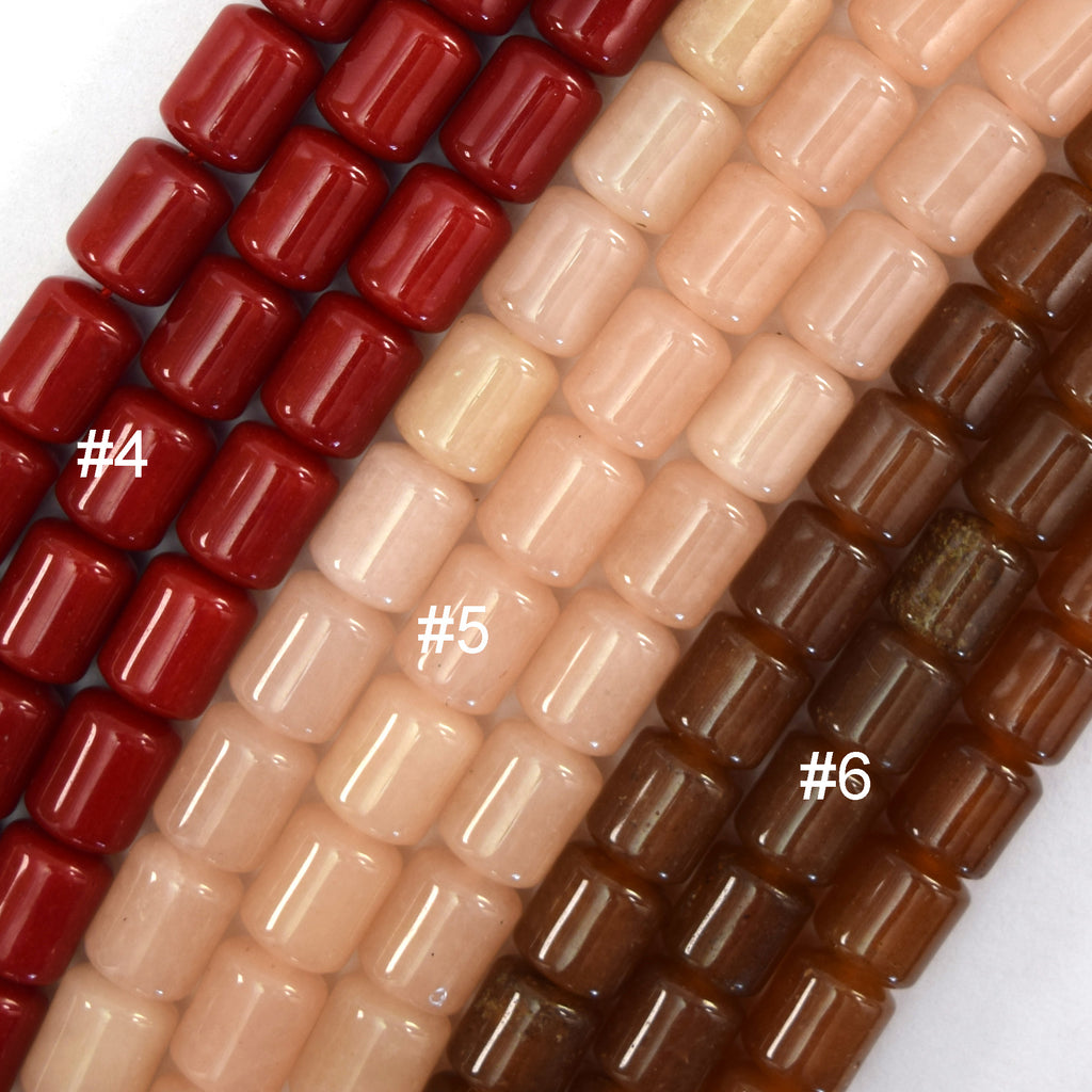8x10mm Colored Jade Tube Cylinder Beads Gemstone 15" Strand 8mm