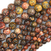 Natural Red Leopard Skin Jasper Round Beads 15
