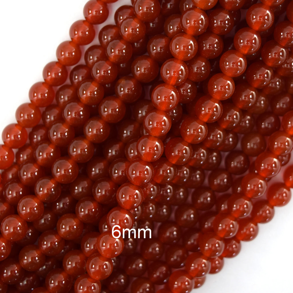 AA Red Carnelian Round Beads Gemstone 15" Strand 4mm 6mm 8mm 10mm 12mm