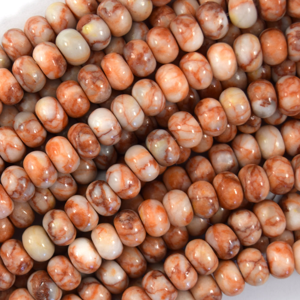 Red Spider Web Jasper Rondelle Button Beads 15" Strand 5x8mm