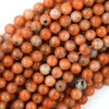 Natural Orange Calcite Round Beads Gemstone 15.5