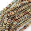 Natural Brown Blue Snake Skin Jasper Rondelle Button Beads 15.5