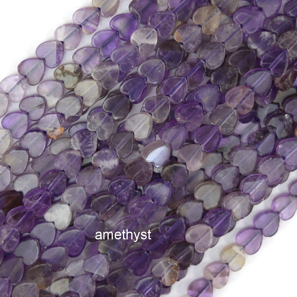 6mm Natural Various Gemstones Heart Beads 15" Strand Amethyst Amazonite Sodalite - Eagle Beadz