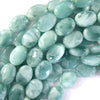 AA Natural Green Moonstone Flat Oval Beads Gemstone 15.5