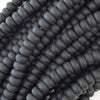 AA Matte Black Onyx Rondelle Button Beads Gemstone 15.5