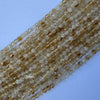 Natural Micro Faceted Yellow Citrine Round Beads Gemstone 15.5