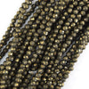 Natural Micro Faceted Pyrite Round Beads Gemstone 15.5