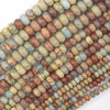 Natural Brown Blue Snake Skin Jasper Rondelle Button Beads 15.5