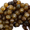 12mm faceted brown agate round beads 14