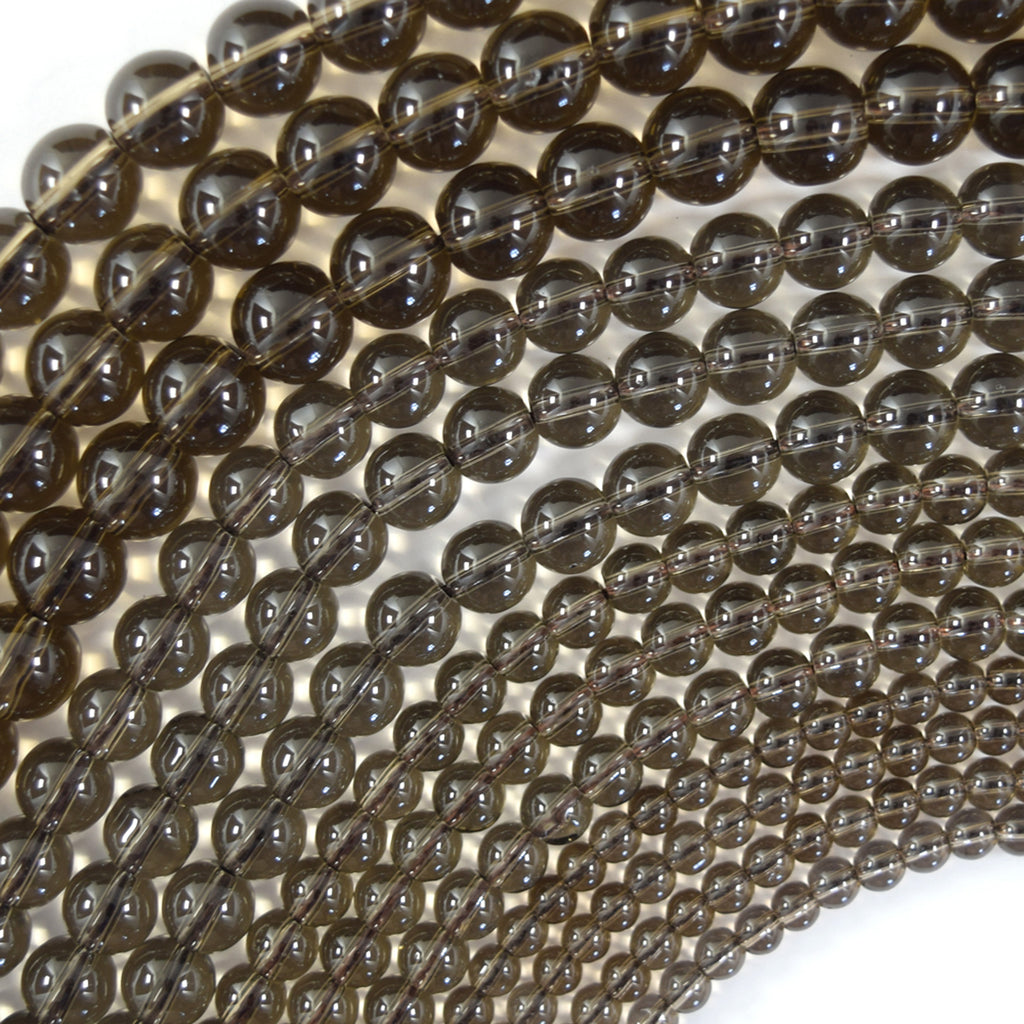 Smoky Quartz Round Beads Gemstone 15" Strand 4mm 6mm 8mm 10mm - Eagle Beadz