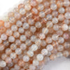 AA Natural Pink Stripe Lace Agate Round Beads 15.5