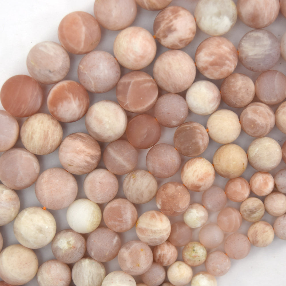 Natural Matte Sunstone Round Beads Gemstone 15" Strand 6mm 8mm 10mm