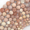 Natural Matte Sunstone Round Beads Gemstone 15