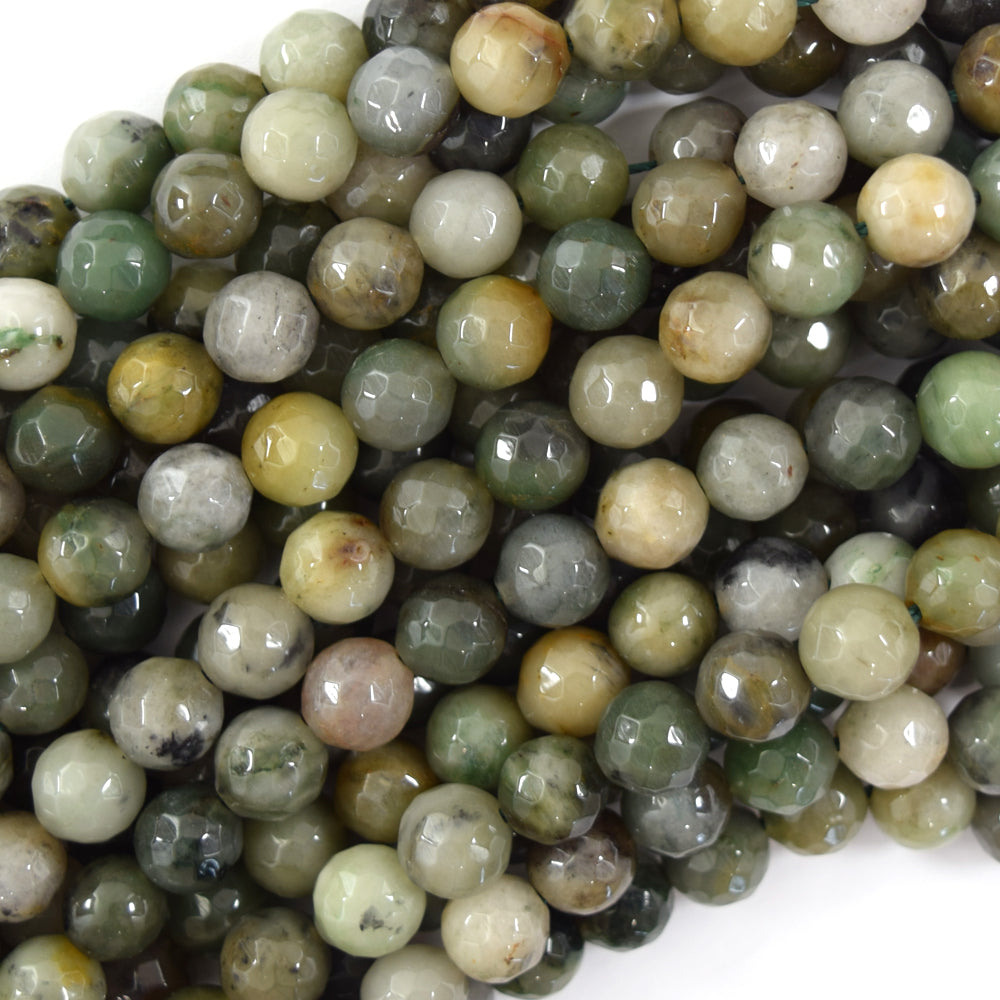 Natural Faceted Green African Jade Round Beads Gemstone 15" Strand 6mm 8mm 10mm