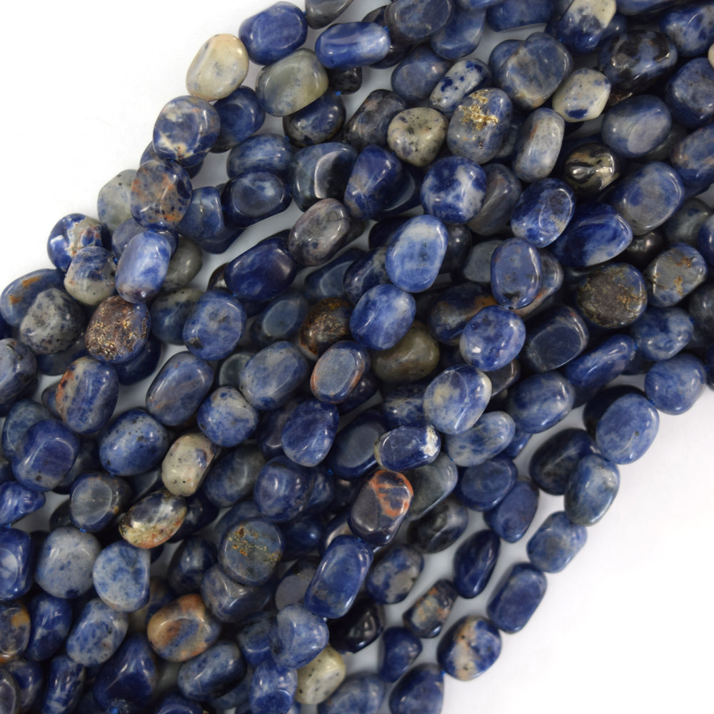 Natural Blue Sodalite Pebble Nugget Beads Gemstone 15.5" Strand 4-6mm 8-10mm S1