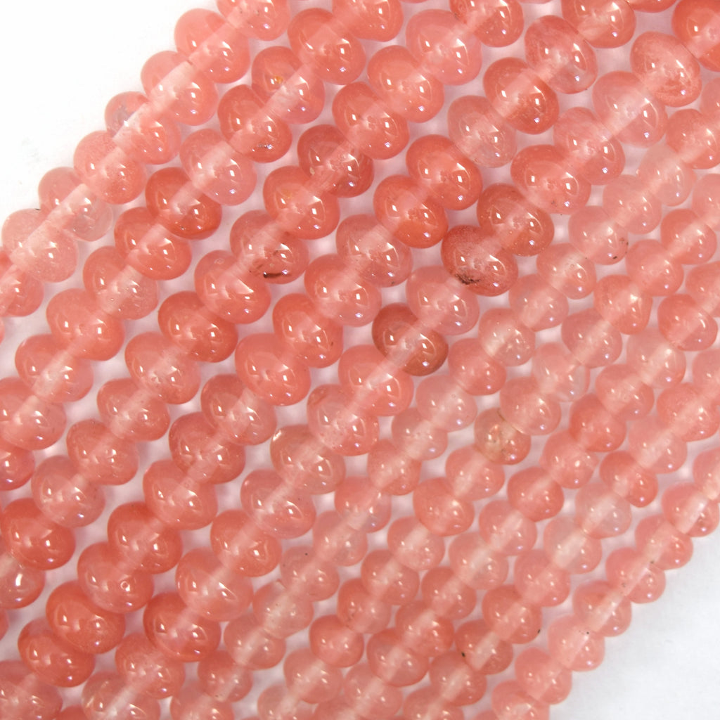 Cherry Quartz Rondelle Button Beads Gemstone 15.5" Strand 6mm 8mm