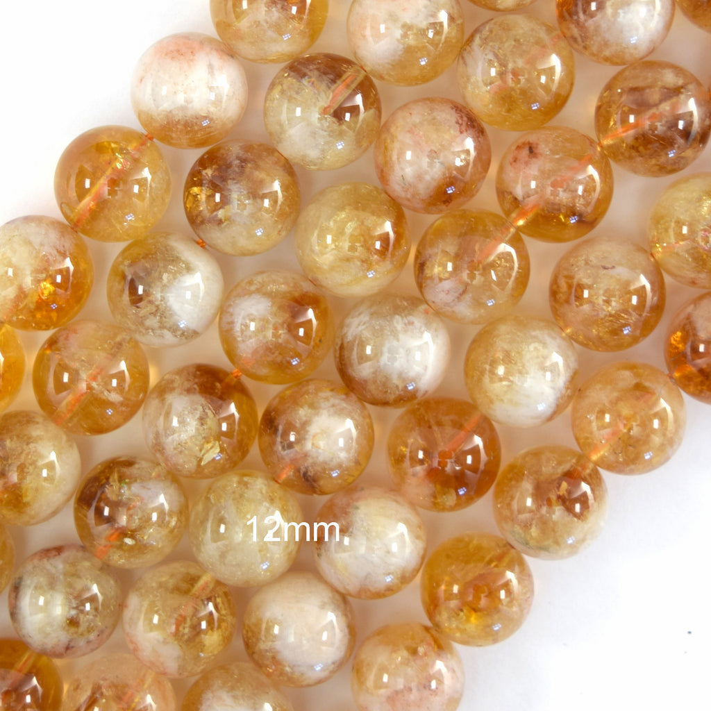 A grade Natural Yellow Citrine Round Beads 15" Strand 4mm 6mm 8mm 10mm 12mm S1 - Eagle Beadz