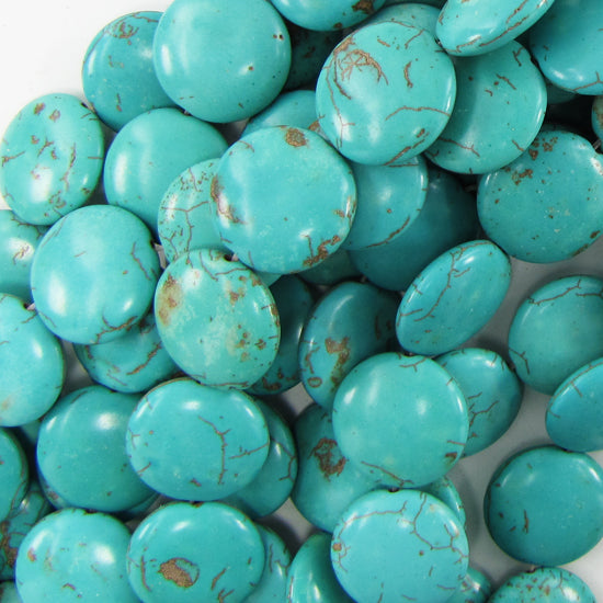 20mm blue turquoise coin gemstone beads 15"strand S1