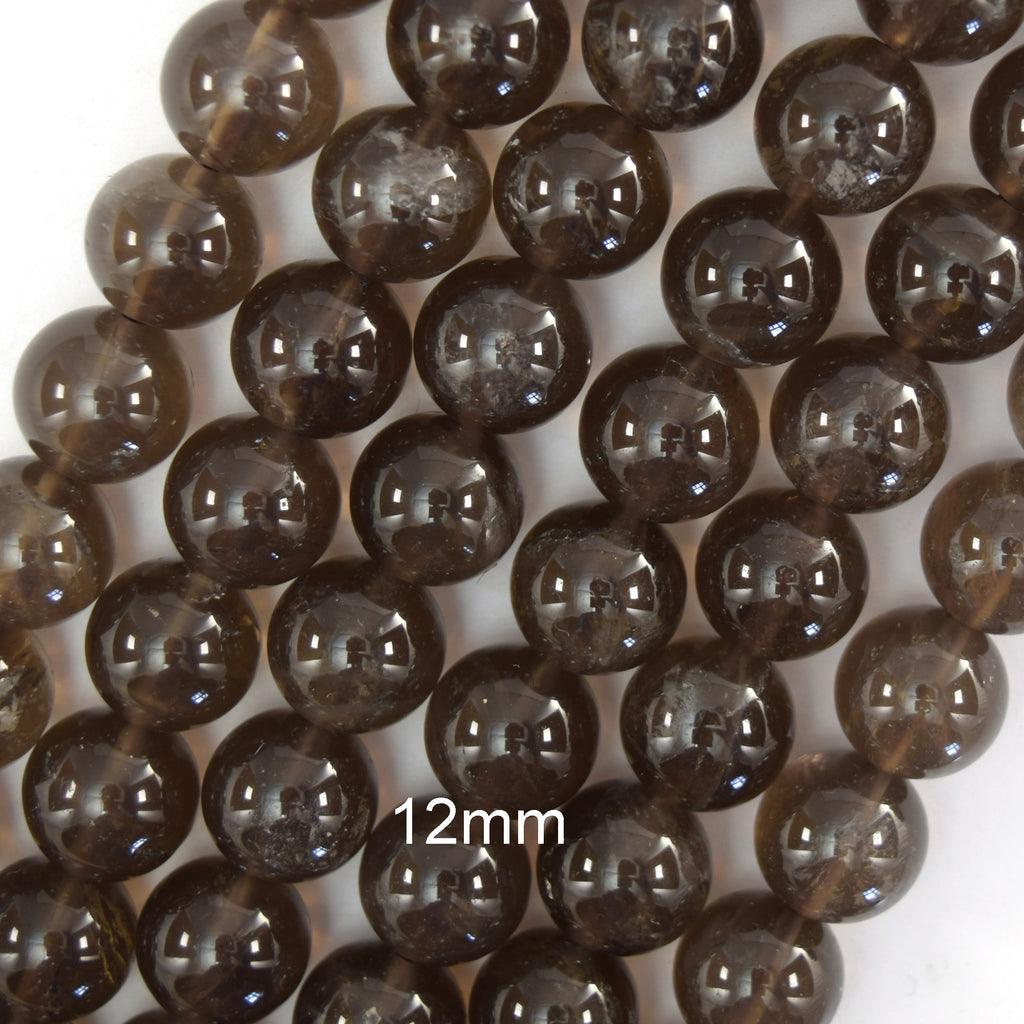 Natural Brown Smoky Quartz Round Beads Gemstone 15" Strand 4mm 8mm 12mm