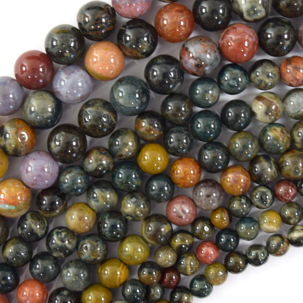 Natural Ocean Agate Round Beads Gemstone 15" Strand 6mm 8mm 10mm