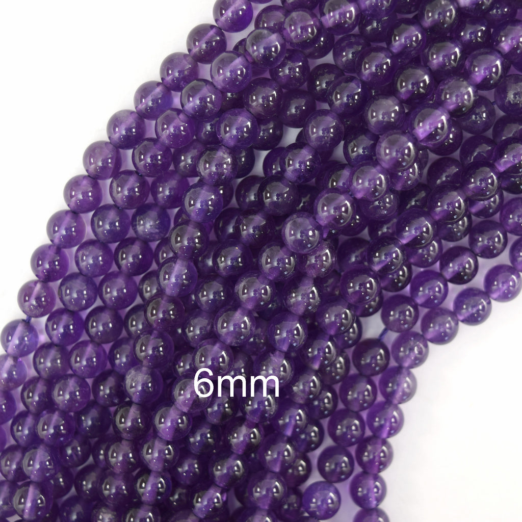Natural Purple Amethyst Round Beads Gemstone 15" Strand 4mm 6mm 8mm 10mm S1
