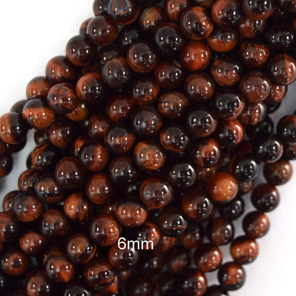 Red Tiger Eye Round Beads Gemstone 15" Strand 4mm 6mm 8mm 10mm