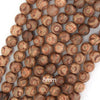 Matte Brown Tibetan DZI Agate Round Beads 15