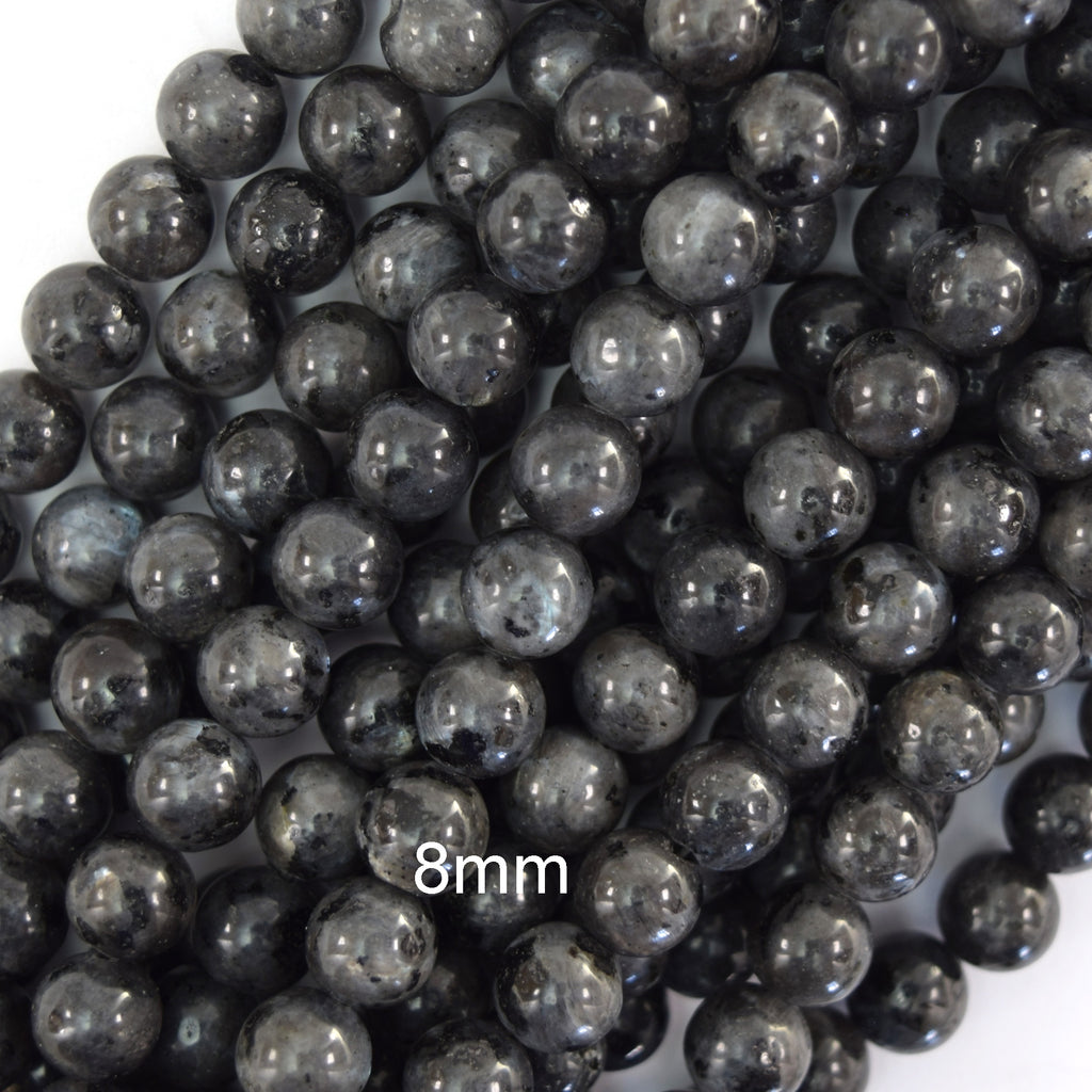 Natural Gray Labradorite Larvikite Round Beads 15" Strand 4mm 6mm 8mm 10mm 12mm