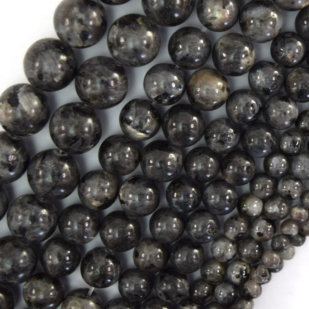 Natural Gray Labradorite Larvikite Round Beads 15" Strand 4mm 6mm 8mm 10mm 12mm