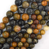 Natural Multicolor Agate Round Beads Gemstone 15