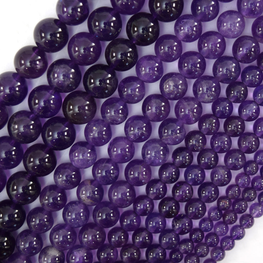 Natural Purple Amethyst Round Beads Gemstone 15" Strand 4mm 6mm 8mm 10mm S1