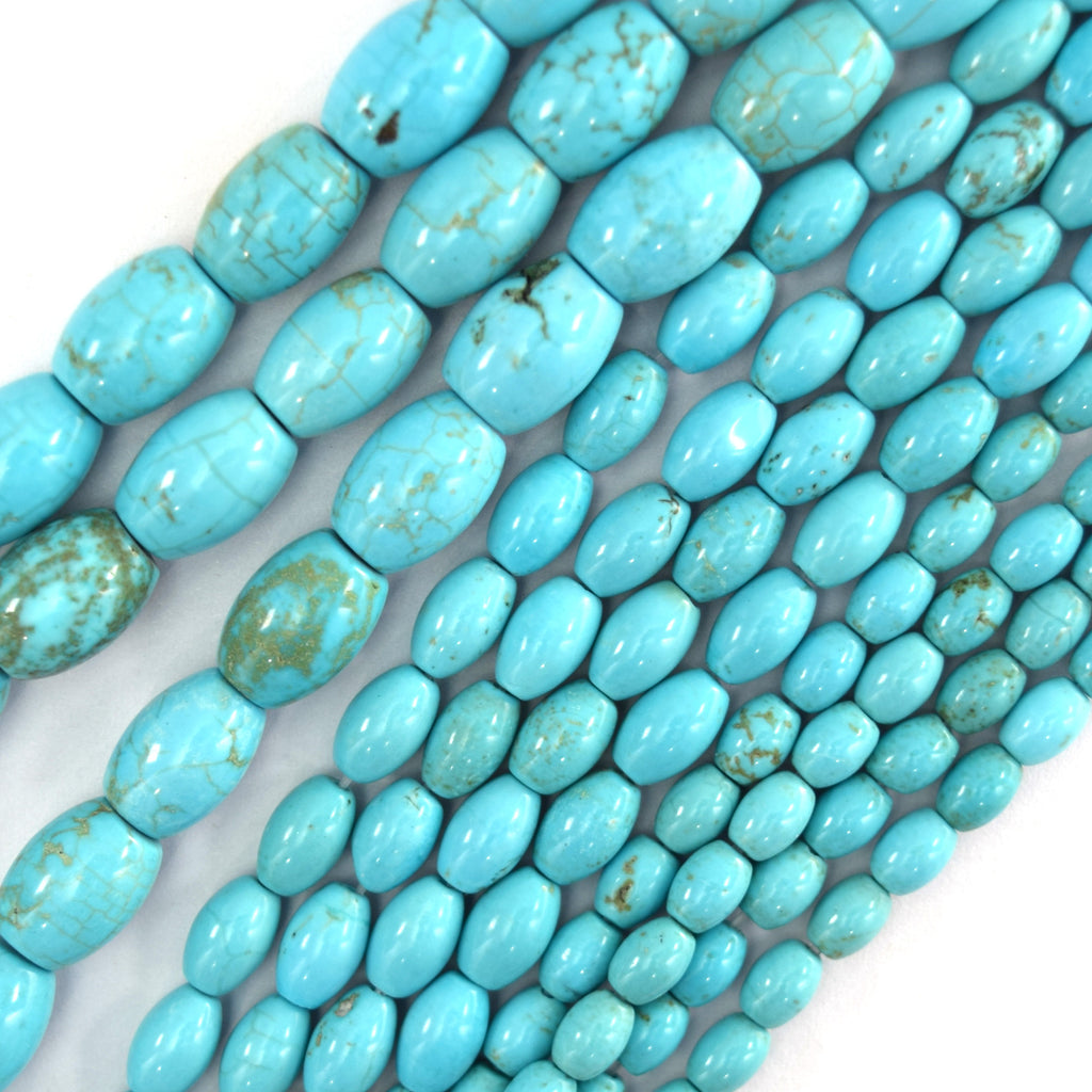 Blue Turquoise Rice Beads Gemstone 15.5" Strand 4x6mm 5x8mm 8x12mm