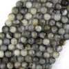 Natural Gray Hawk Eye Round Beads 15.5