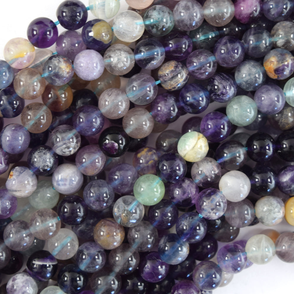 Natural Purple Fluorite Round Beads Gemstone 15" Strand 6mm 8mm 10mm S2